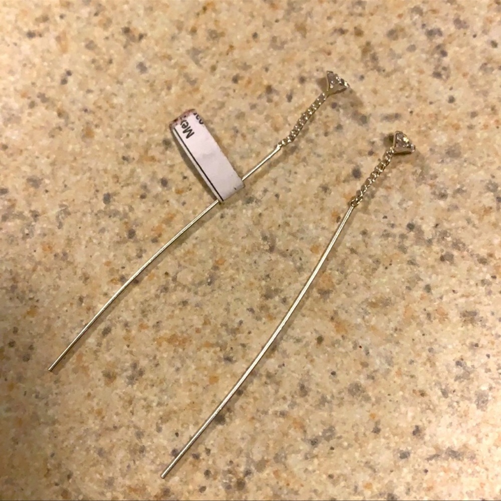 New silver 925 mex long earrings with clear stone